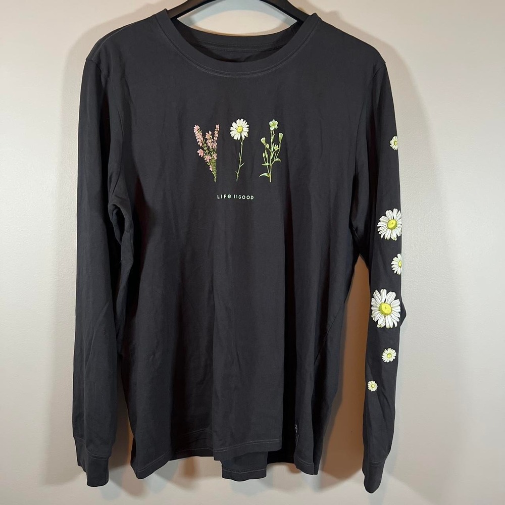 Life is Good Women's XL Wild Flowers Daisy Long Sleeve T Shirt